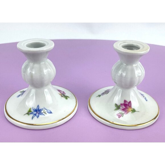 Vintage 80s GDR porcelain mini candle holders, East Germany candlesticks, pair - Picture 7 of 9